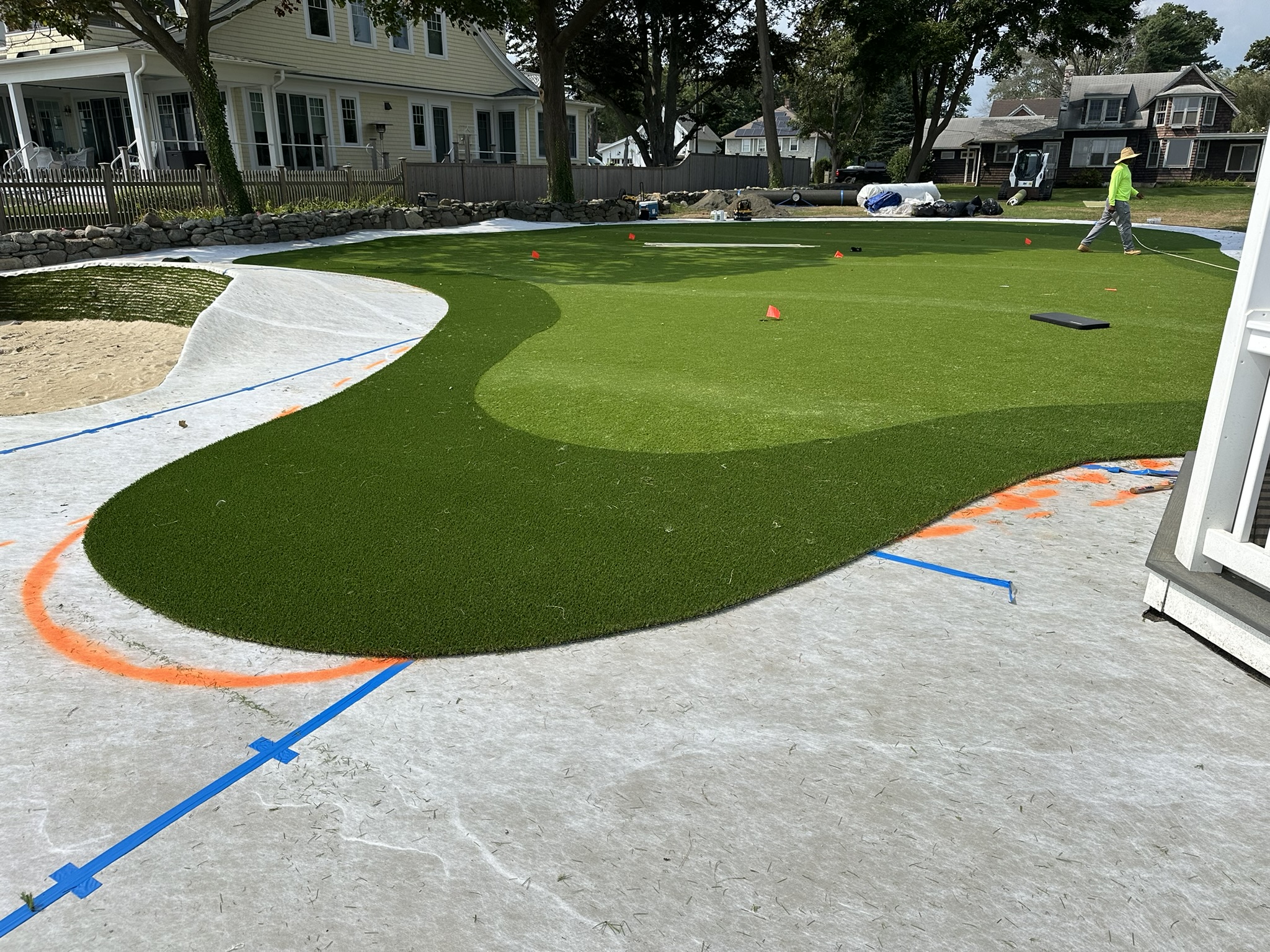Turf installation in progress