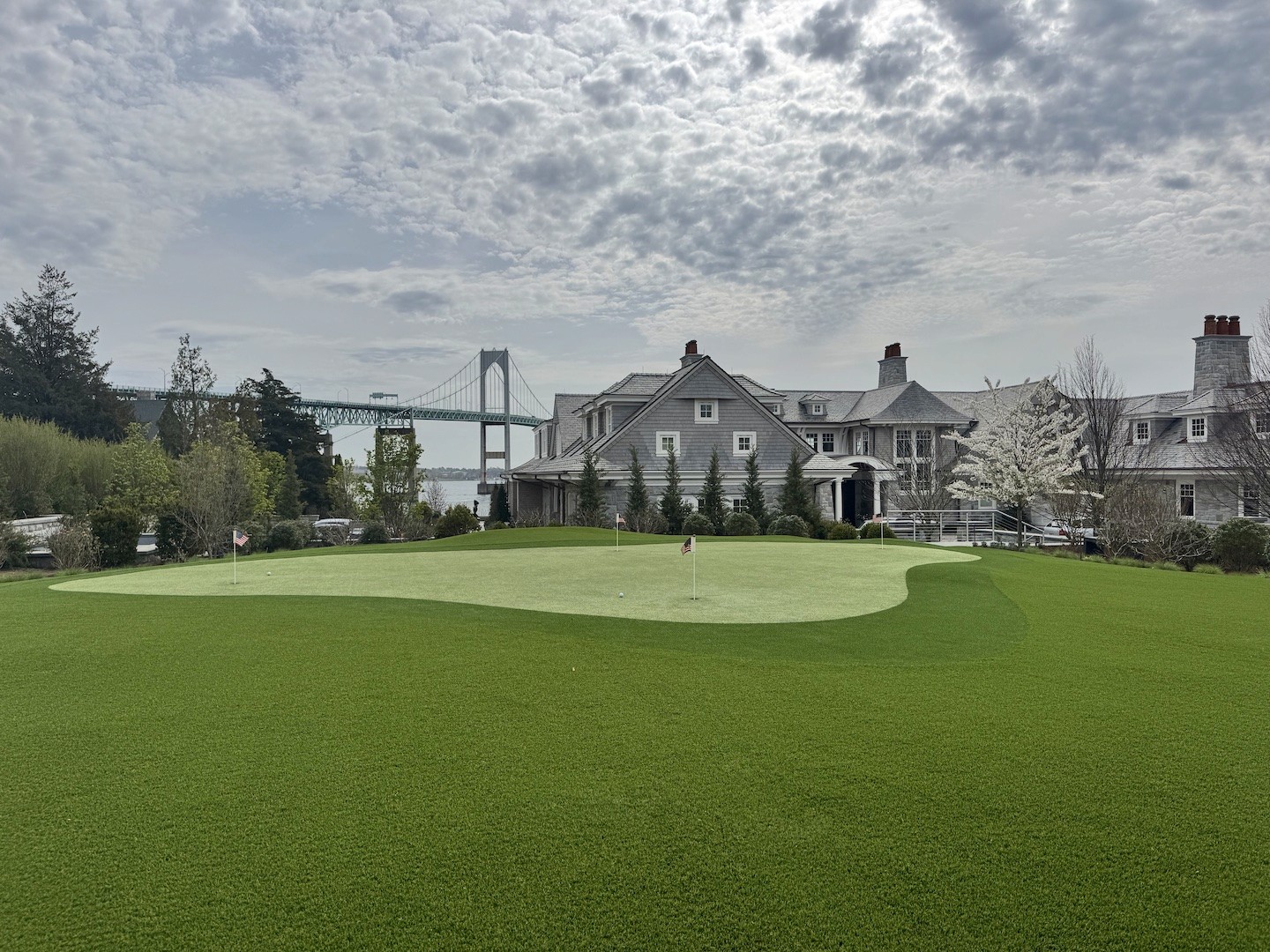 Private golf complex with bridge view