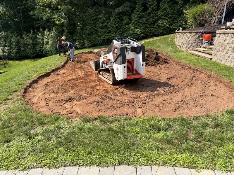 The putting-green footprint during excavation.
