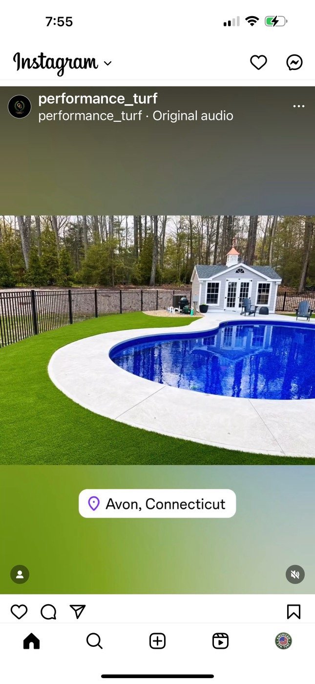 Pool deck synthetic turf