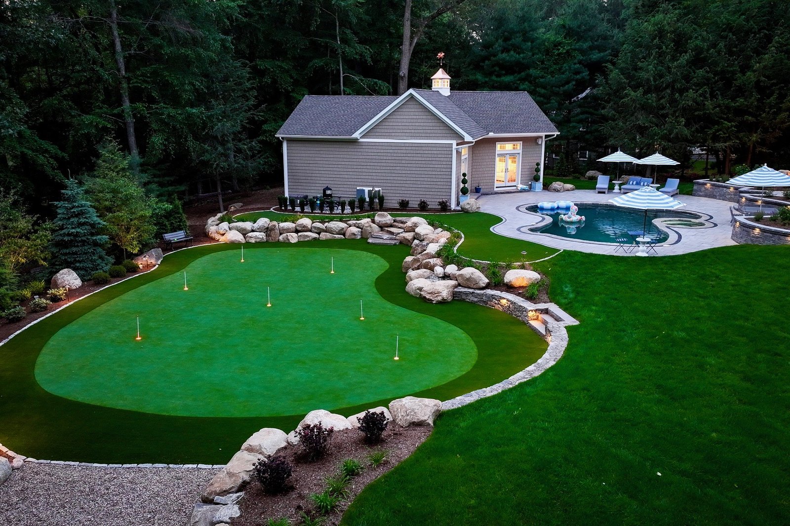 Pool deck synthetic turf